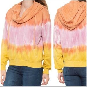 Young Fabulous & Broke Tie Dye Orange Pink Yellow Cowl neck  Hoodie